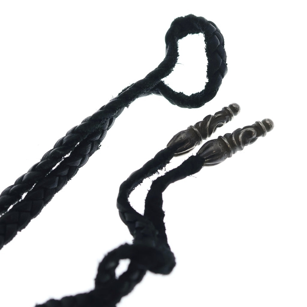 CHROME HEARTS(クロムハーツ) LEATHER BRAID SCROLL ネックレス レザーブレイドネックレス ブラック/シルバー BCA377