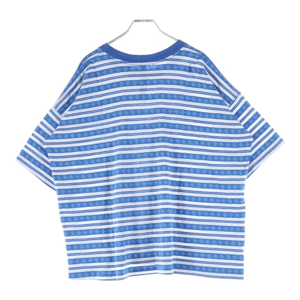 CHROME HEARTS(クロムハーツ) Y NOT Vine Dagger Embroidery CH Plus Stripe ワイノット ヴァインダガー刺繍 CHプラス ストライプ Tシャツ 半袖カットソー ブルー