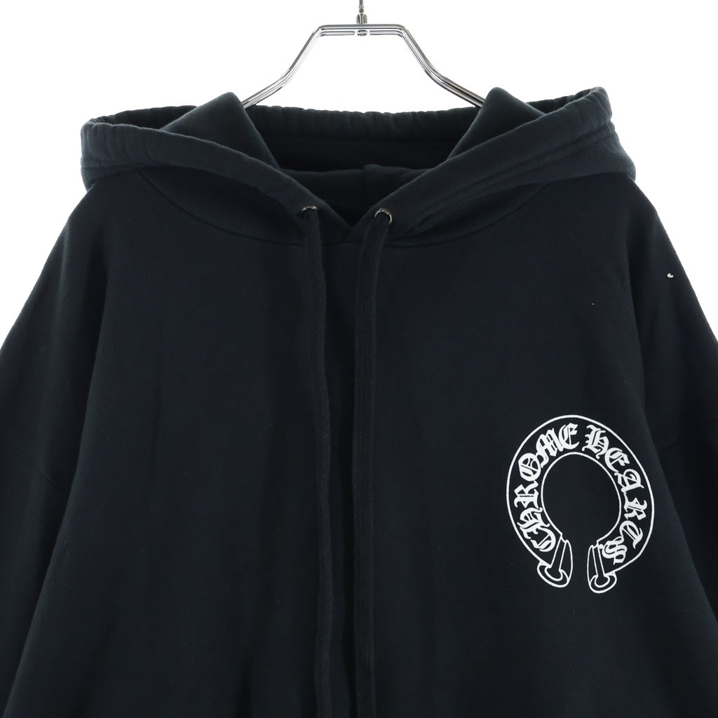 CHROME HEARTS(クロムハーツ) SWTSHRT PLVR 袖フローラルバックホースシュープリントプルオーバーパーカー フーディー ブラック