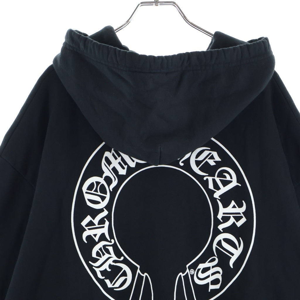 CHROME HEARTS(クロムハーツ) SWTSHRT PLVR 袖フローラルバックホースシュープリントプルオーバーパーカー フーディー ブラック