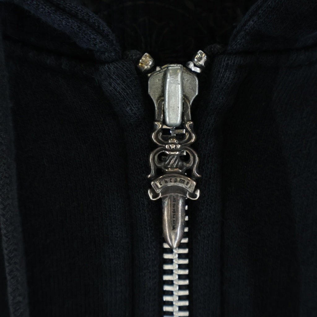 CHROME HEARTS(クロムハーツ) OLD THRML HD ZIP 裏地サーマル アームプリント バックスクロールラベル ダガージップアップフーディ パーカー ブラック