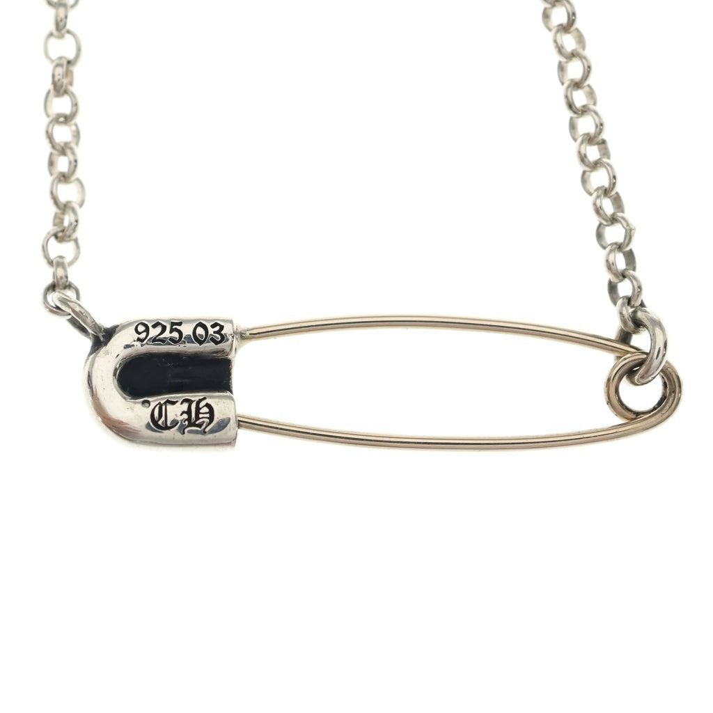 CHROME HEARTS(クロムハーツ) SAFETY PIN R18 1P SAP セーフティピンロールチェーン 1ピンクサファイア ネックレス シルバー 18inch