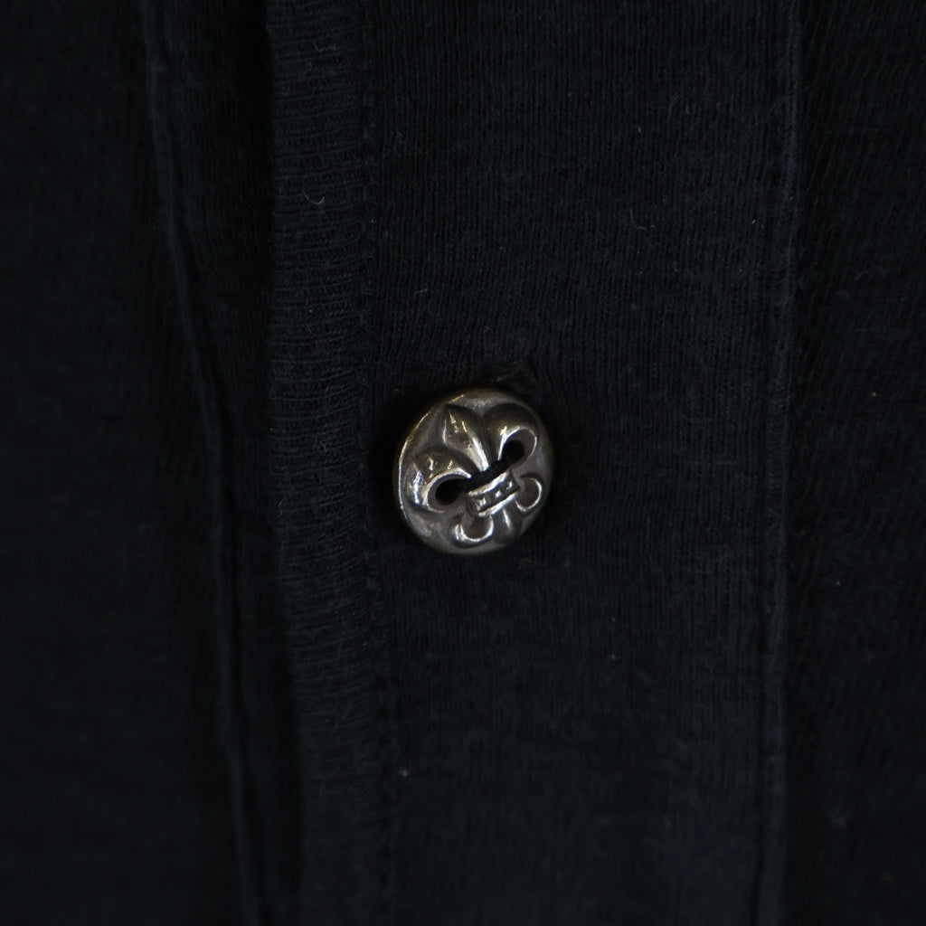 CHROME HEARTS(クロムハーツ) HNLY ヘンリーネック フレアボタン クロスパッチ付き 半袖Tシャツ カットソー ブラック