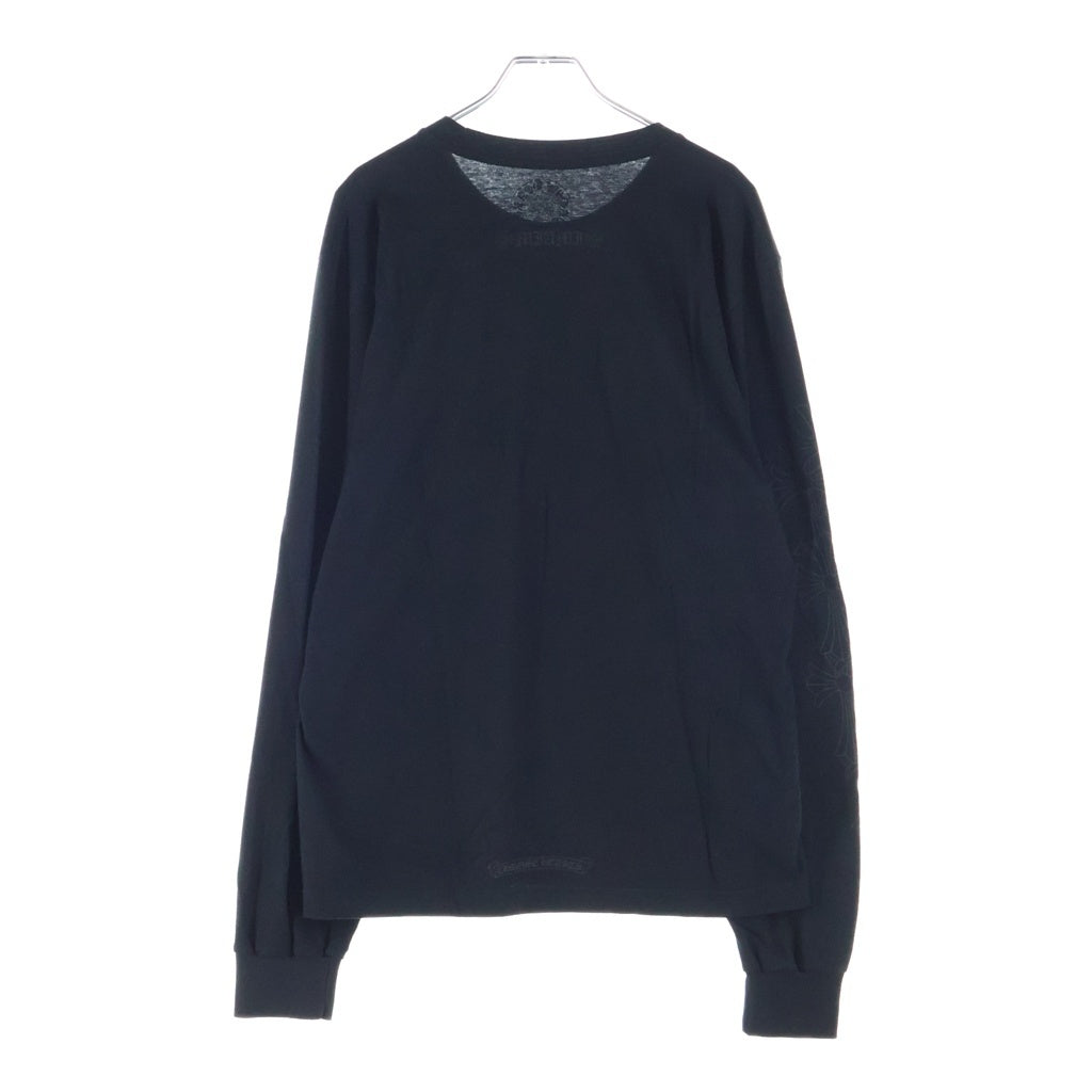 CHROME HEARTS(クロムハーツ) MIAMI LTD Vertical Logo L/S Tee マイアミ限定 ヴァーティカルロゴプリント 袖フローラル 長袖Tシャツ カットソー ブラック