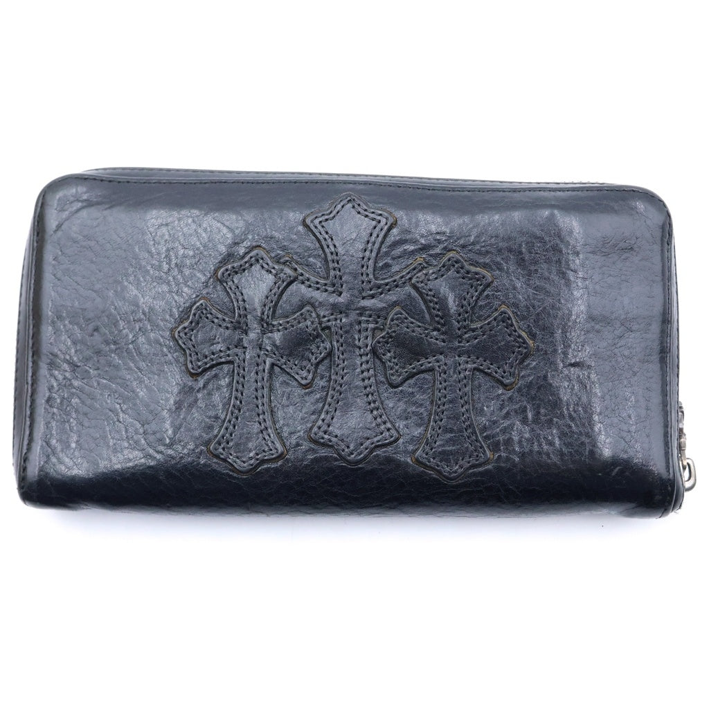 CHROME HEARTS(クロムハーツ) REC F ZIP 3クロス ラウンドジップレザーウォレット 財布 ブラック
