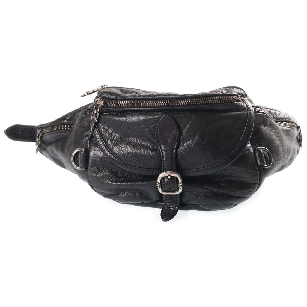 CHROME HEARTS(クロムハーツ) #1 SNAT PACK スナットパック ダガージップ ガンスリンガーベルト レザーウエストバッグ ブラック BCA378 レディース