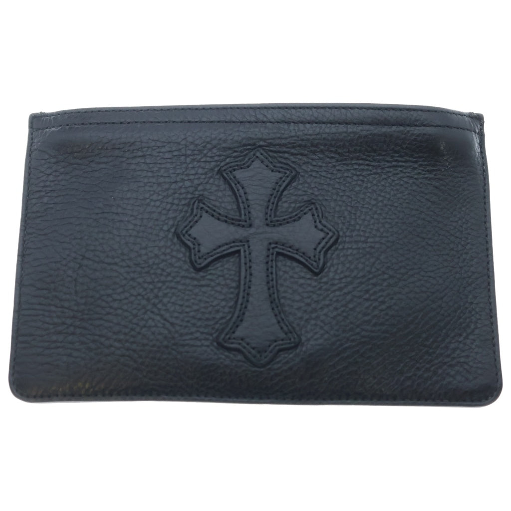 CHROME HEARTS(クロムハーツ) クロスパッチ付き #2 ジッパー レザー チェンジパース 小銭入れ ブラック
