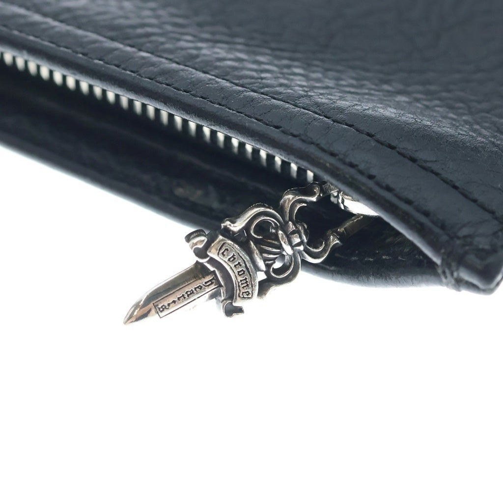 CHROME HEARTS(クロムハーツ) クロスパッチ付き #2 ジッパー レザー チェンジパース 小銭入れ ブラック