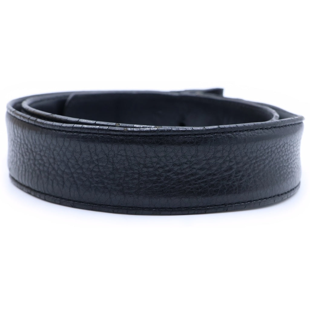 CHROME HEARTS(クロムハーツ) 1.5 STRAP 1.5inchスクロールレーベルリベッツ レザーベルト ブラック
