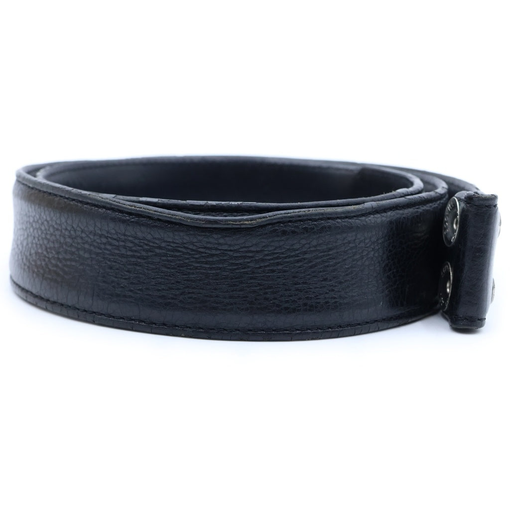 CHROME HEARTS(クロムハーツ) 1.5 STRAP 1.5inchスクロールレーベルリベッツ レザーベルト ブラック