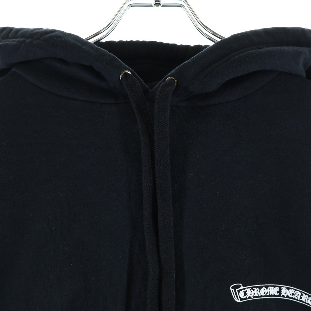 CHROME HEARTS(クロムハーツ) SWTSHRT HD PLVR スクロールラベルロゴ 袖英字プリント プルオーバーパーカー フーディー ブラック
