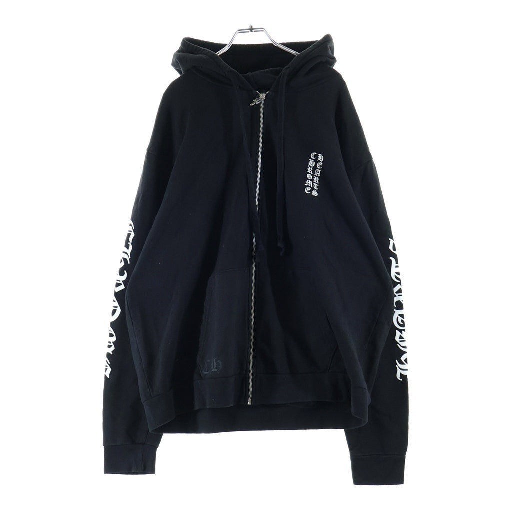 CHROME HEARTS(クロムハーツ) SWTSHRT HD ZIP アームロゴプリントジップアップパーカー フーディ ブラック