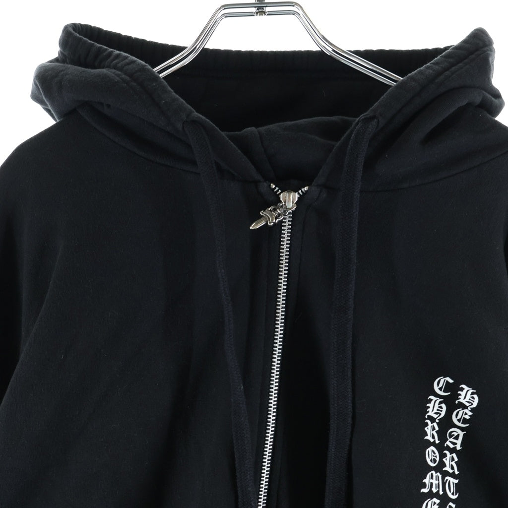 CHROME HEARTS(クロムハーツ) SWTSHRT HD ZIP アームロゴプリントジップアップパーカー フーディ ブラック