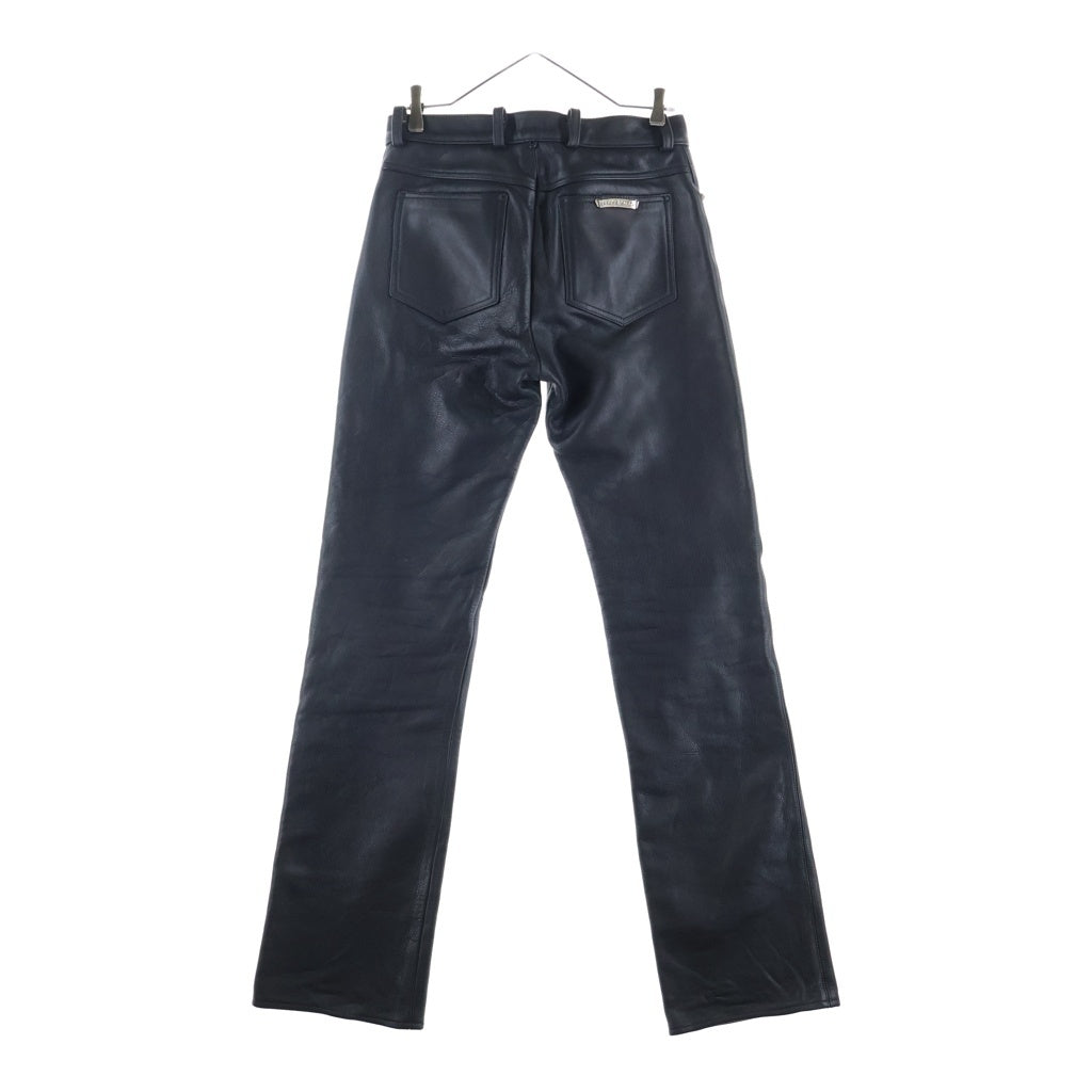 CHROME HEARTS(クロムハーツ) LTHR PANTS フレアニー クロスボール レザー パンツ ブラック