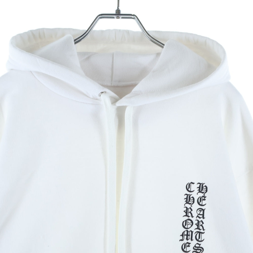 CHROME HEARTS(クロムハーツ) VERTICAL LOGO SWTSHRT PLVR ヴァーティカルロゴ アームロゴプリントプルオーバーパーカー ホワイト