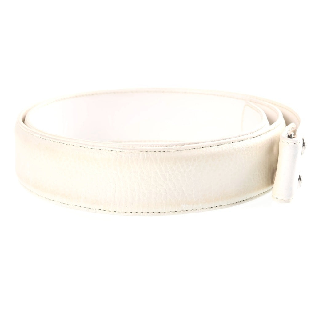 CHROME HEARTS(クロムハーツ) 1.5 STRAP 1.5インチ ホワイトロジウム加工 ホースシューリベッツ レザーベルトストラップ ホワイト
