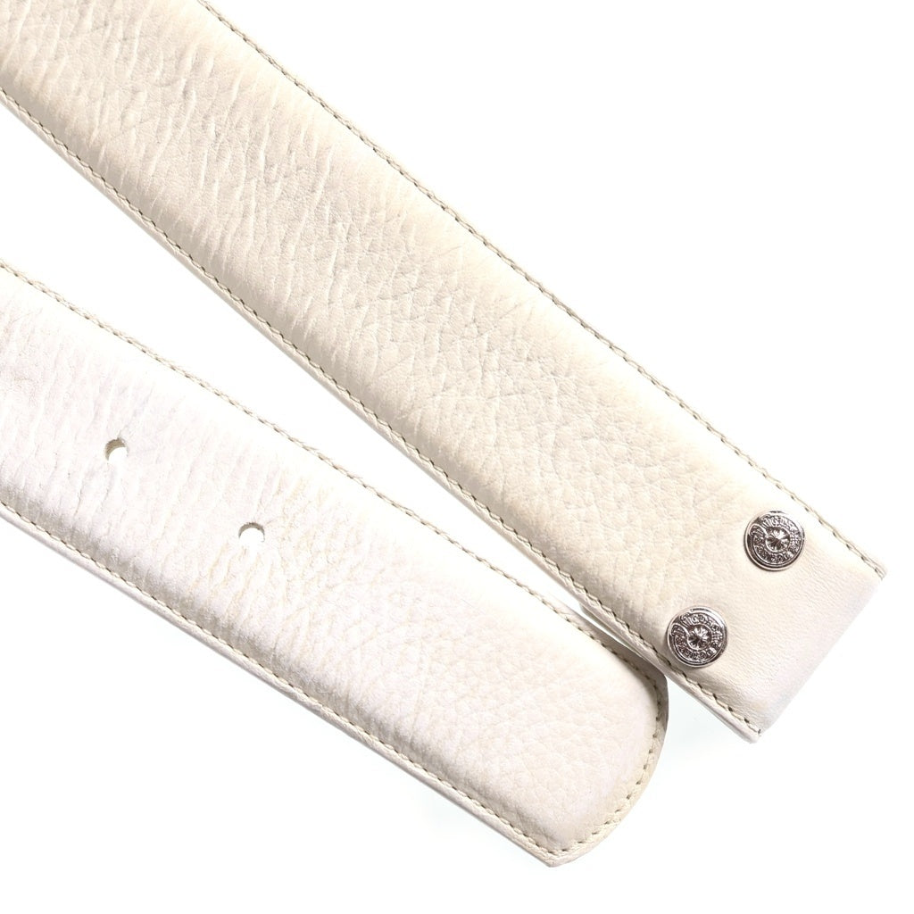 CHROME HEARTS(クロムハーツ) 1.5 STRAP 1.5インチ ホワイトロジウム加工 ホースシューリベッツ レザーベルトストラップ ホワイト