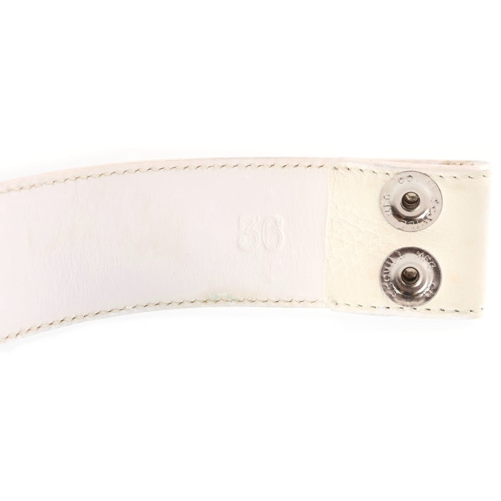CHROME HEARTS(クロムハーツ) 1.5 STRAP 1.5インチ ホワイトロジウム加工 ホースシューリベッツ レザーベルトストラップ ホワイト