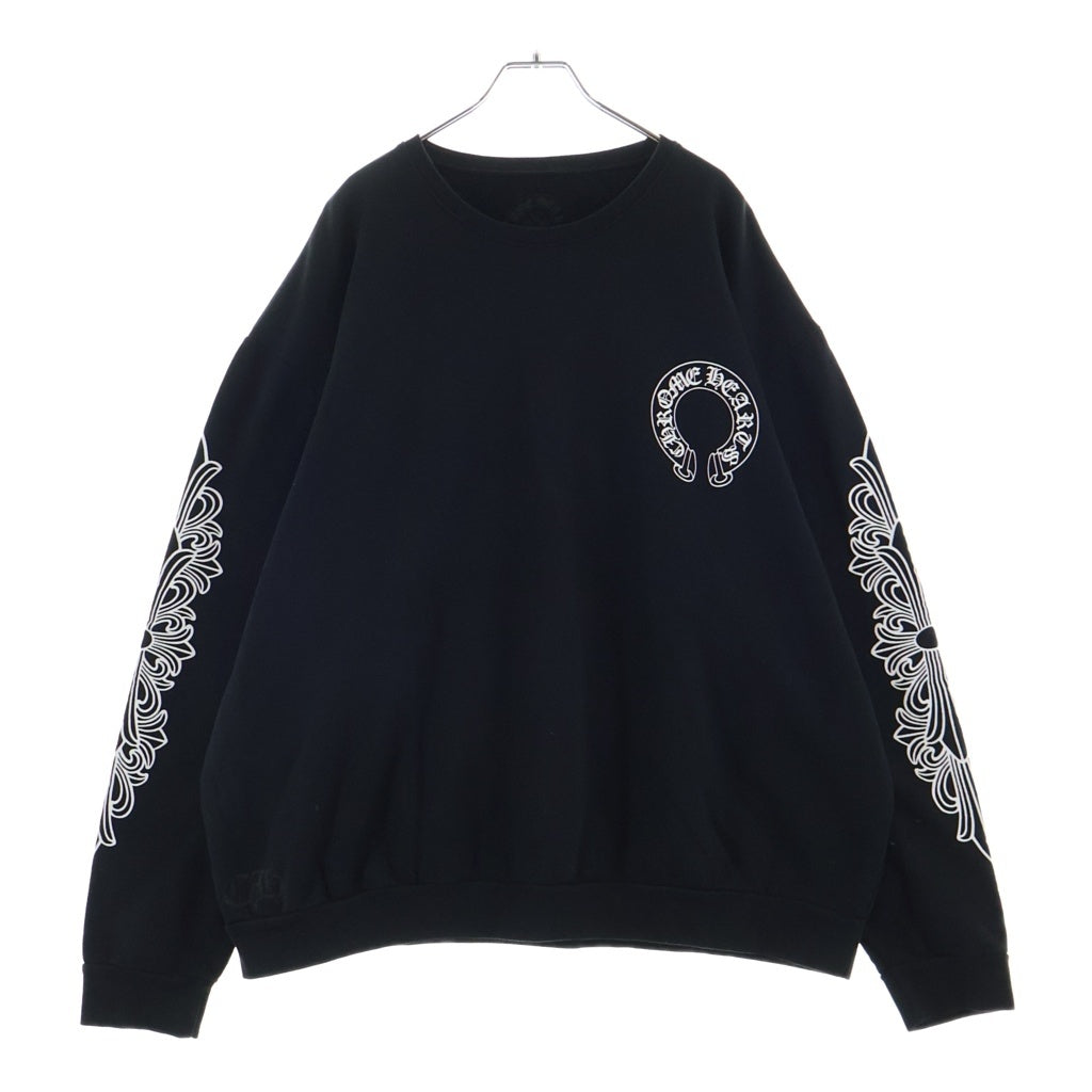 CHROME HEARTS(クロムハーツ) SWTSHRT PLVR 袖フローラルバックホースシュープリントスウェット ブラック