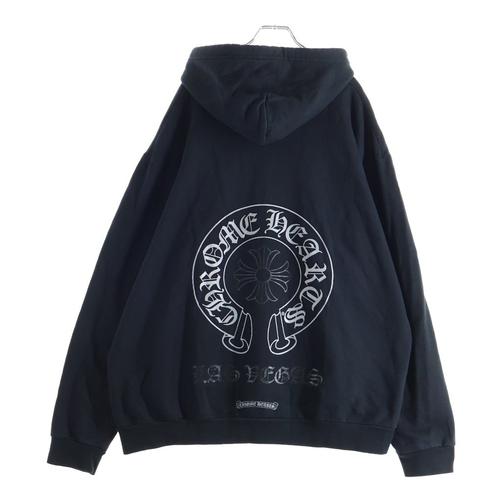 CHROME HEARTS(クロムハーツ) SWTSHRT PLVR LTD ラスベガス限定バックホースシュープリントプルオーバーパーカー ブラック/ホワイト
