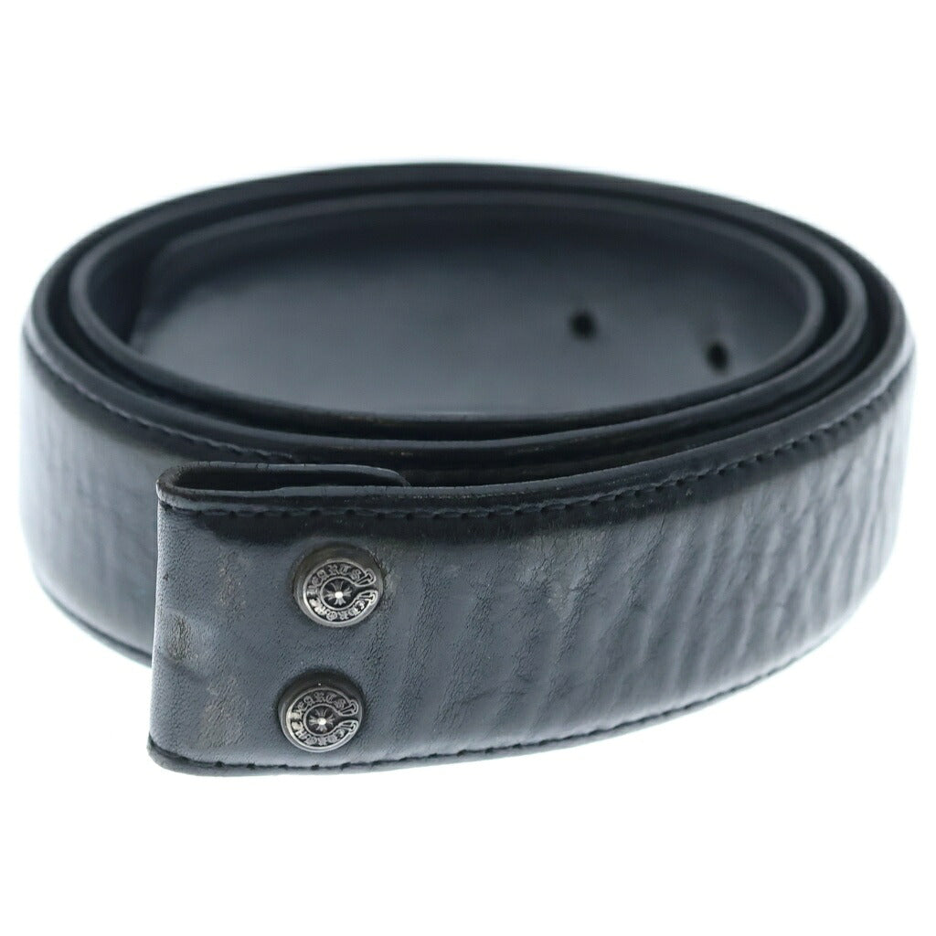 CHROME HEARTS(クロムハーツ) 1.5 STRAP 1.5inchスクロールレーベルリベッツ レザーベルト ブラック