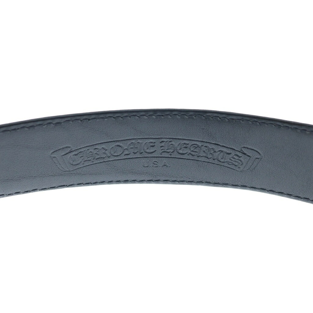 CHROME HEARTS(クロムハーツ) 1.5 STRAP 1.5inchスクロールレーベルリベッツ レザーベルト ブラック