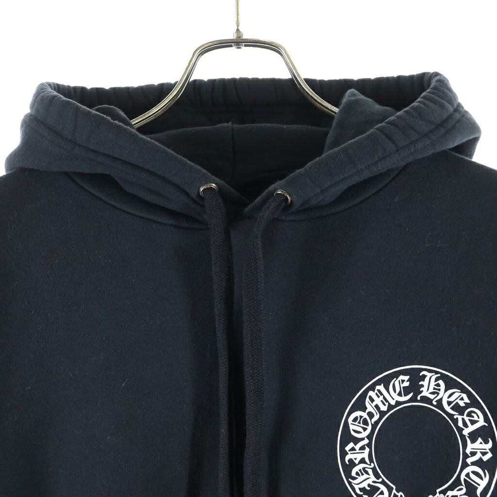 CHROME HEARTS(クロムハーツ) SWTSHRT HD PLVR 袖フローラルバックホースシュープリントプルオーバーフーディ パーカー ブラック