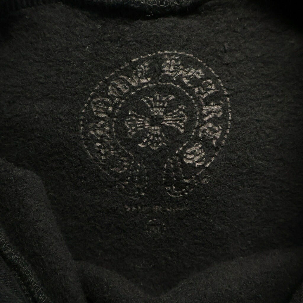 CHROME HEARTS(クロムハーツ) SWTSHRT HD PLVR 袖フローラルバックホースシュープリントプルオーバーフーディ パーカー ブラック