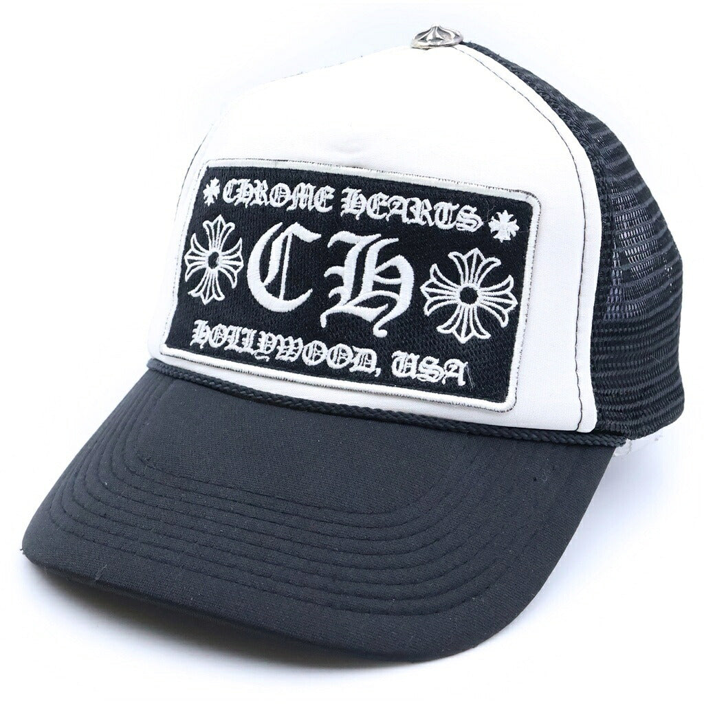 CHROME HEARTS(クロムハーツ) OLD TRUCKER CAP オールド トラッカーキャップ CHパッチクロスボール付メッシュキャップ 帽子 ブラック/ホワイト
