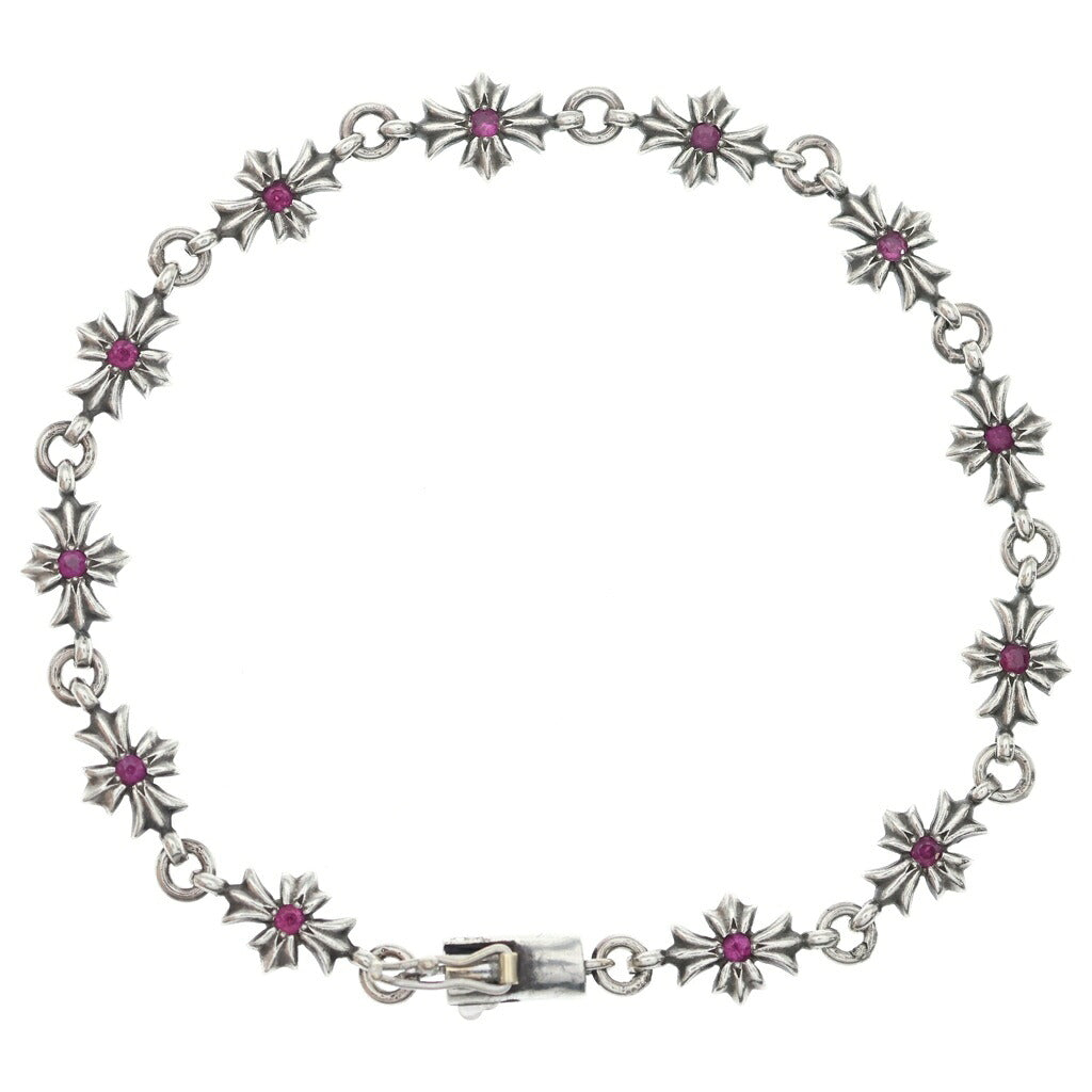 CHROME HEARTS(クロムハーツ) TNY E CH PLS P SAP タイニーECHプラス PAVEピンクサファイア ブレスレット シルバー 12LINK