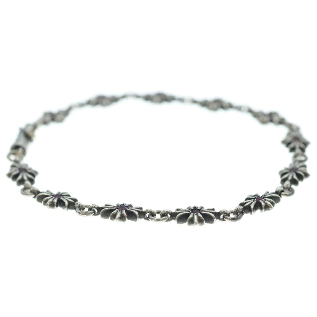 CHROME HEARTS(クロムハーツ) TNY E CH PLS P SAP タイニーECHプラス PAVEピンクサファイア ブレスレット シルバー 12LINK