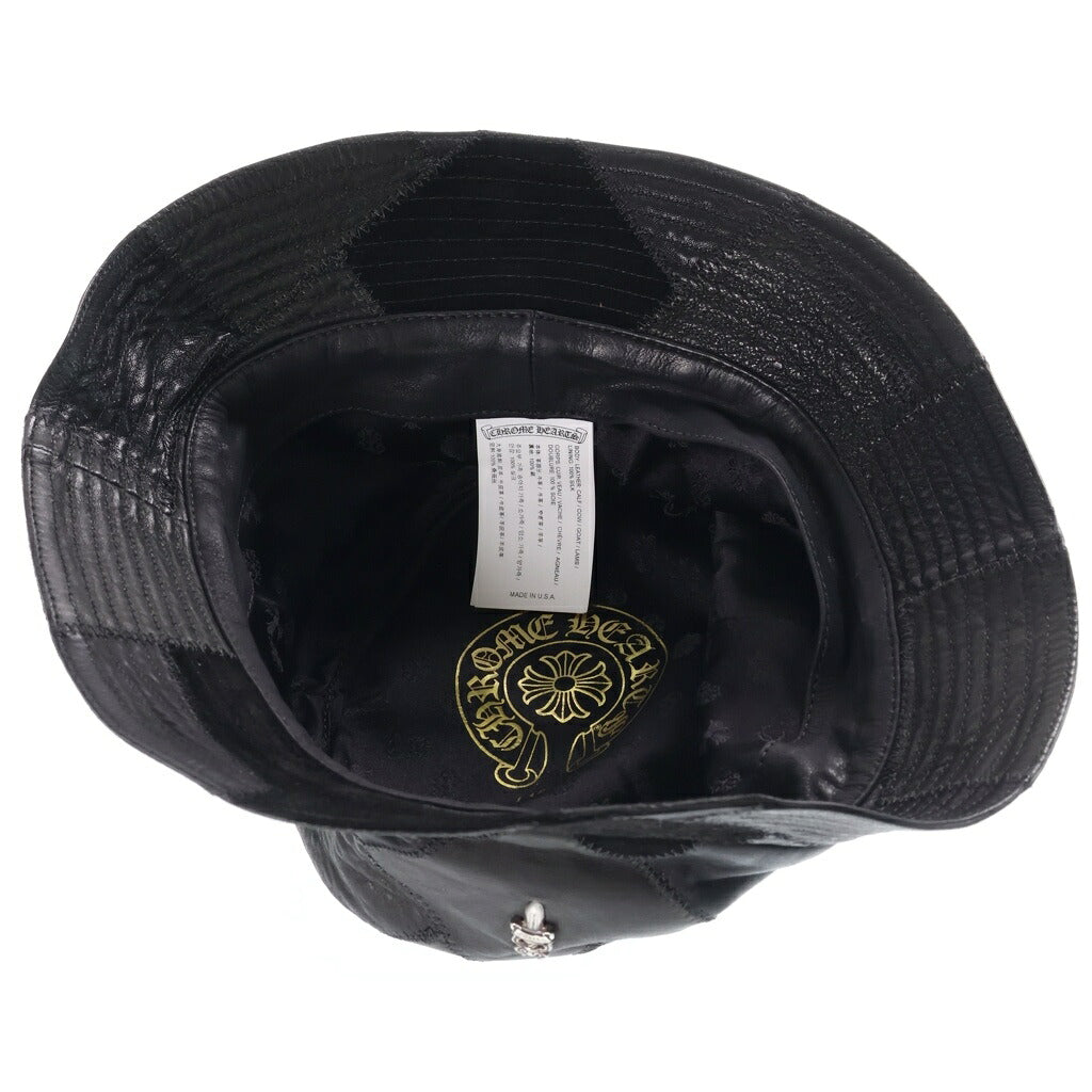 CHROME HEARTS(クロムハーツ) HAT U CHUM LTHR パッチワーク スエード切替 レザーバケットハット 帽子 ブラック