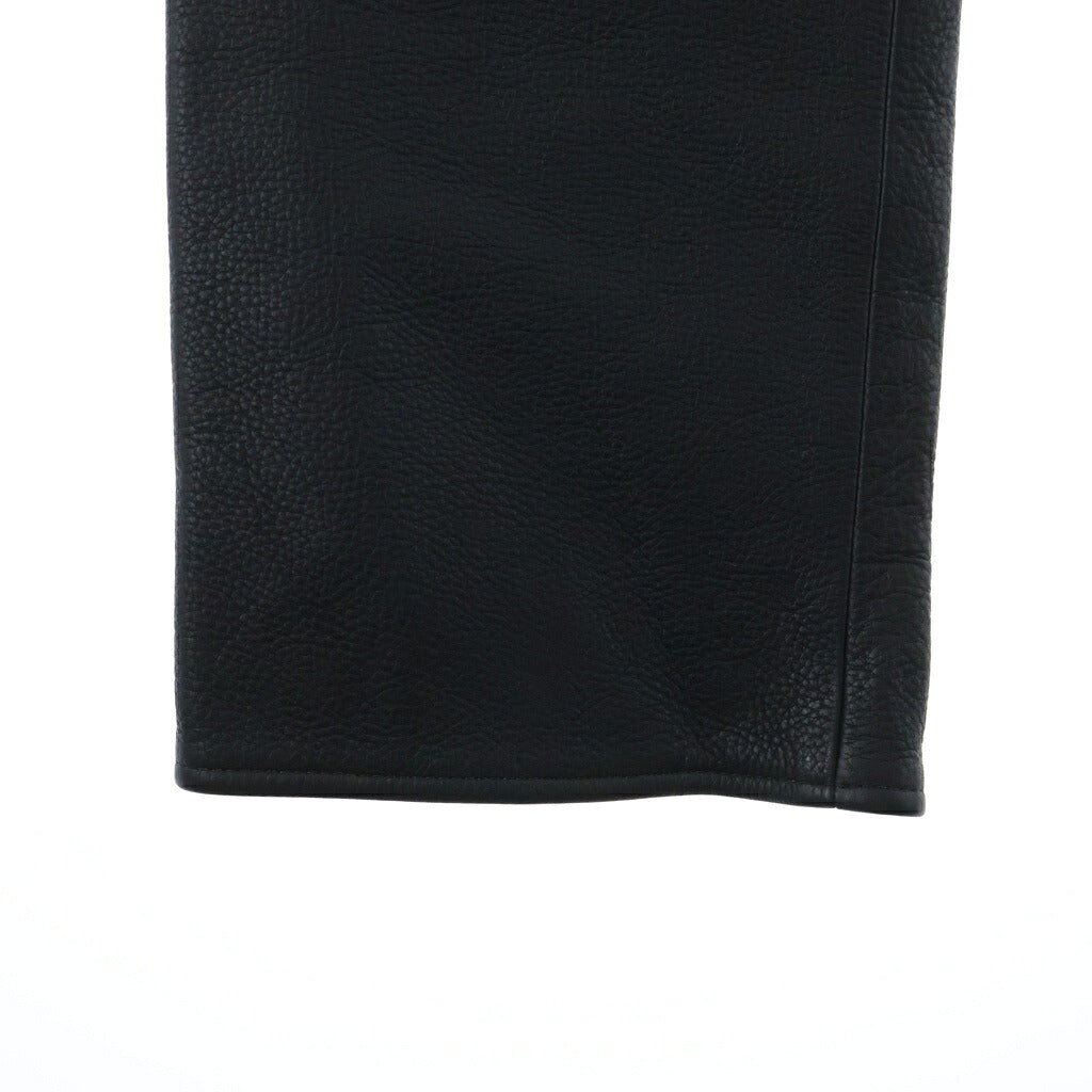CHROME HEARTS(クロムハーツ) LTHR PANTS 現行型 クロスボールボタンフライ レザーパンツ ブラック