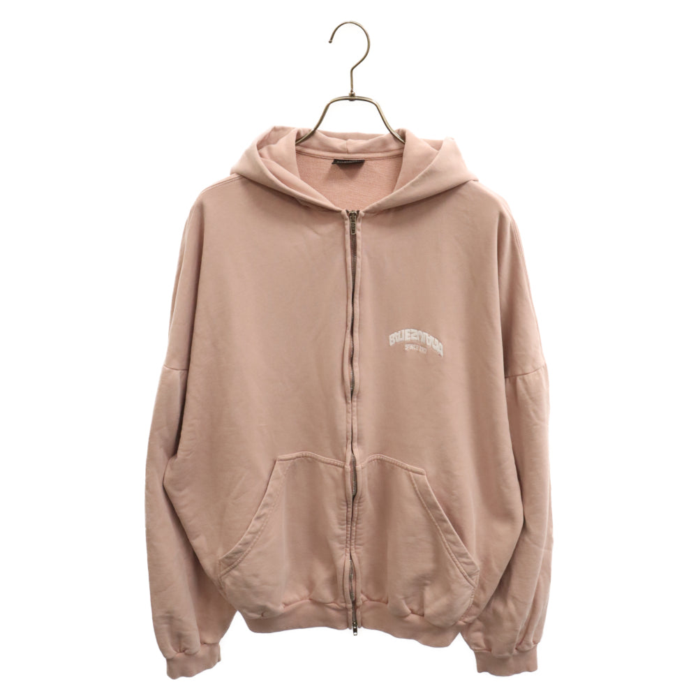 BALENCIAGA(バレンシアガ) 23AW Back Flip Round Zip-Up Hoodie バックロゴ ジップアップパーカー フーディー ピンク 767840 TPVG1