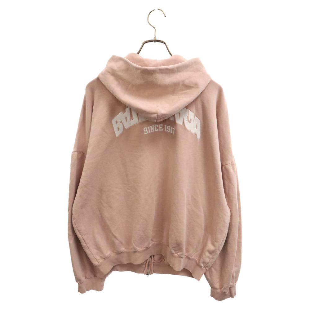 BALENCIAGA(バレンシアガ) 23AW Back Flip Round Zip-Up Hoodie バックロゴ ジップアップパーカー フーディー ピンク 767840 TPVG1