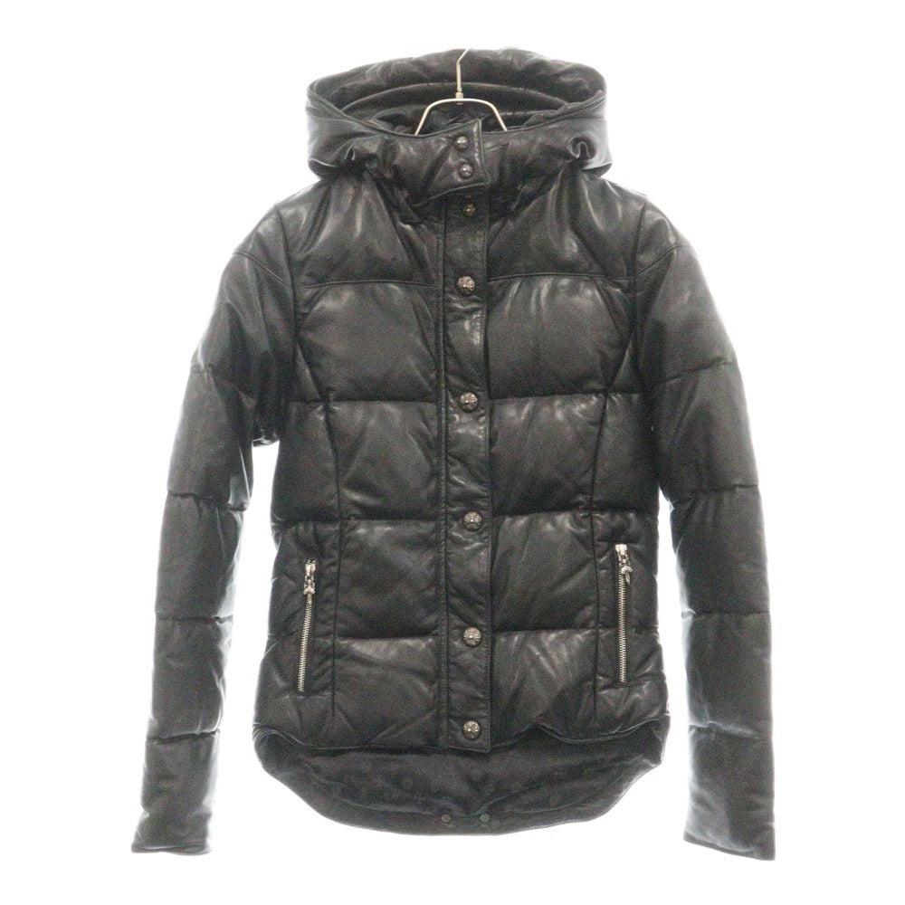CHROME HEARTS(クロムハーツ) レザーダウンジャケット ブラック レディース