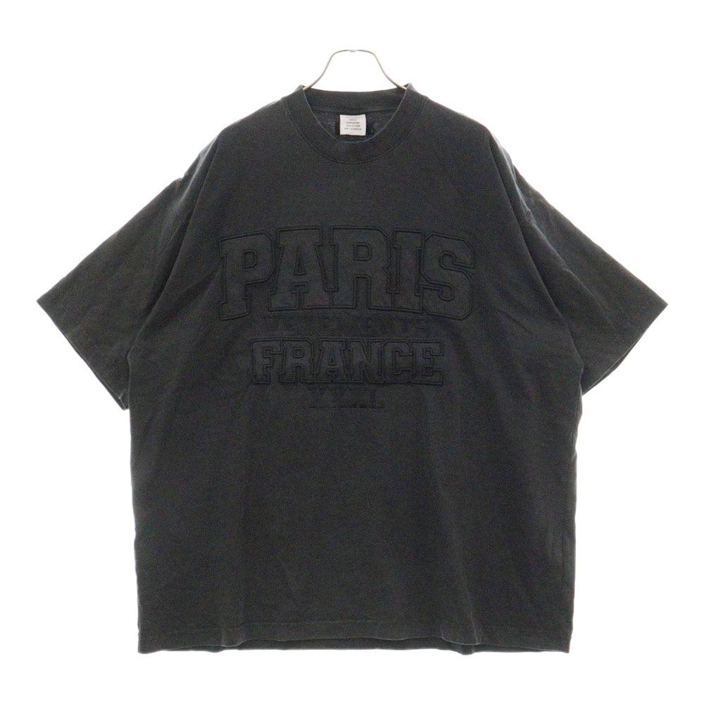 VETEMENTS(ヴェトモン) PARIS XXXL フロントロゴ刺繍 オーバーサイズ 半袖Tシャツ ブラック