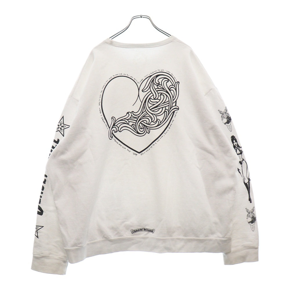 CHROME HEARTS(クロムハーツ) DEADLY DOLL ハートプリント クルーネック スウェット ホワイト