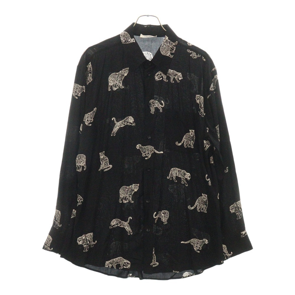 CELINE(セリーヌ) 22ss アニマル総柄レーヨン長袖シャツ 2C718362Q ブラック