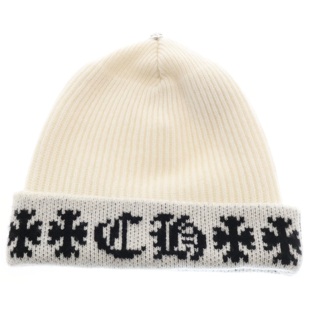 CHROME HEARTS(クロムハーツ) BIG DADDY ビッグダディ スターボール付きカシミヤニットビーニー ニットキャップ 帽子 ホワイト