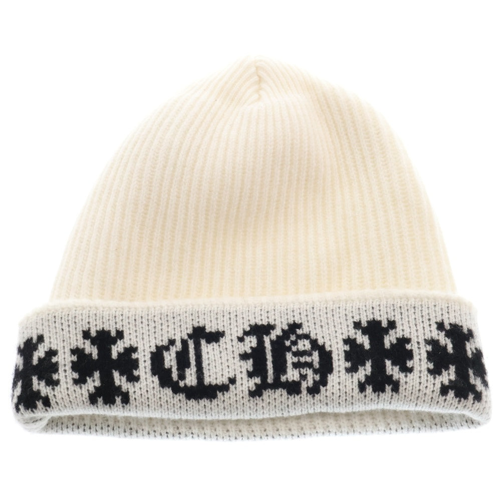 CHROME HEARTS(クロムハーツ) BIG DADDY ビッグダディ スターボール付きカシミヤニットビーニー ニットキャップ 帽子 ホワイト