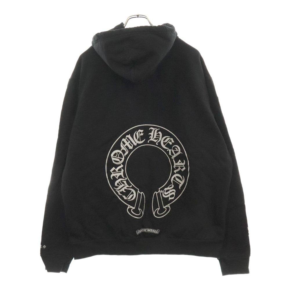 CHROME HEARTS(クロムハーツ) WWW.CHROMEHEARTS.COM SILVER GLITTER HOODIE オンライン限定ホースシューバックプリントプルオーバーパーカー ブラック