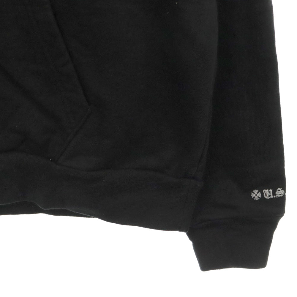 CHROME HEARTS(クロムハーツ) WWW.CHROMEHEARTS.COM SILVER GLITTER HOODIE オンライン限定ホースシューバックプリントプルオーバーパーカー ブラック