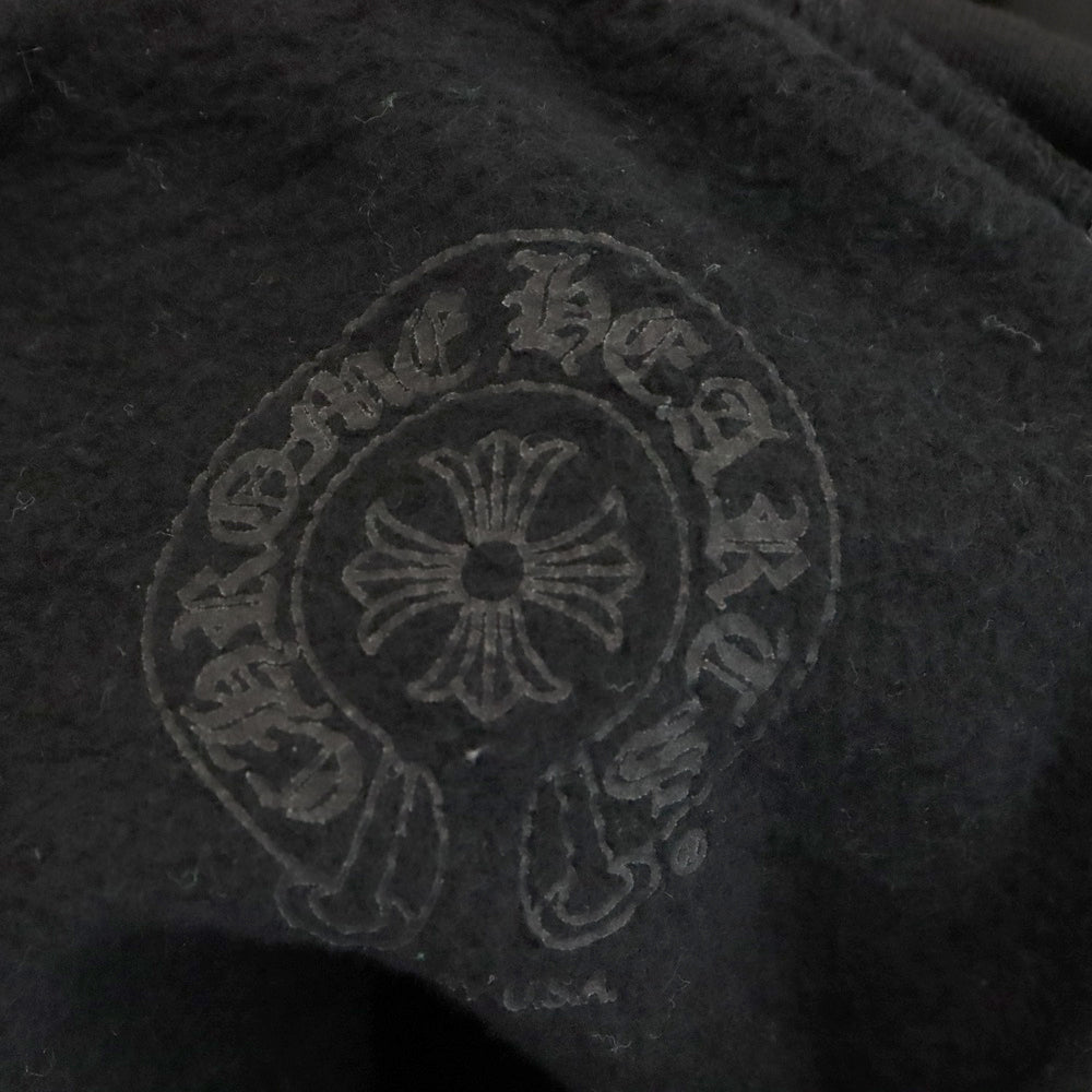 CHROME HEARTS(クロムハーツ) WWW.CHROMEHEARTS.COM SILVER GLITTER HOODIE オンライン限定ホースシューバックプリントプルオーバーパーカー ブラック