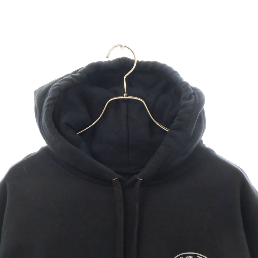 CHROME HEARTS(クロムハーツ) WWW.CHROMEHEARTS.COM SILVER GLITTER HOODIE オンライン限定ホースシューバックプリントプルオーバーパーカー ブラック