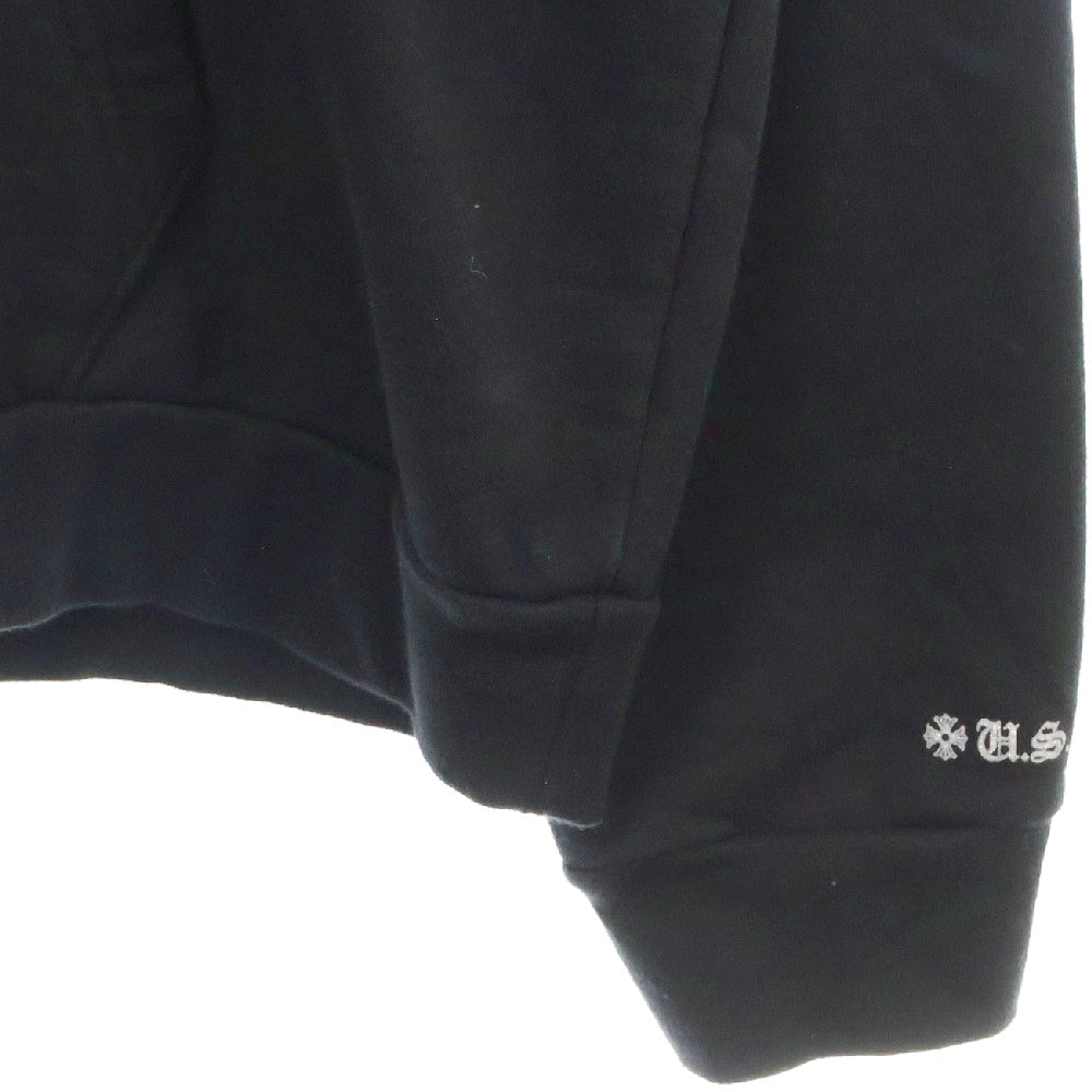 CHROME HEARTS(クロムハーツ) WWW.CHROMEHEARTS.COM SILVER GLITTER HOODIE オンライン限定ホースシューバックプリントプルオーバーパーカー ブラック