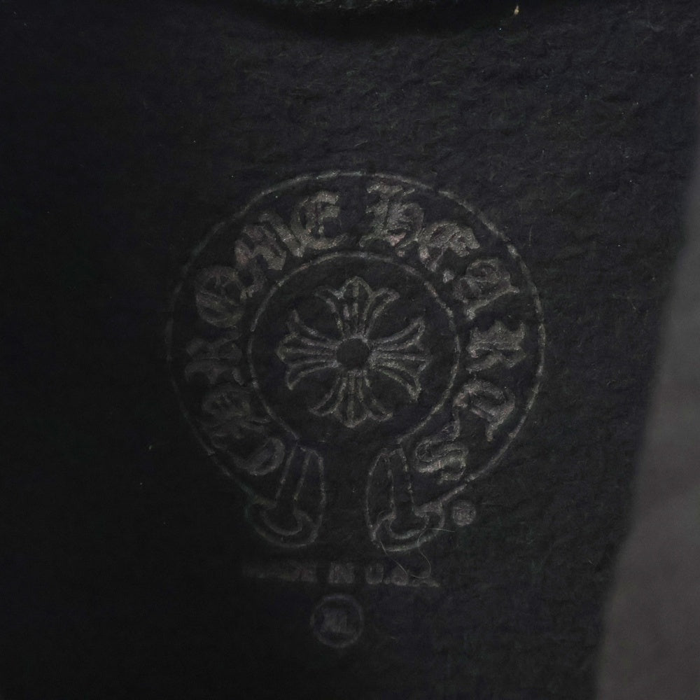 CHROME HEARTS(クロムハーツ) WWW.CHROMEHEARTS.COM SILVER GLITTER HOODIE オンライン限定ホースシューバックプリントプルオーバーパーカー ブラック