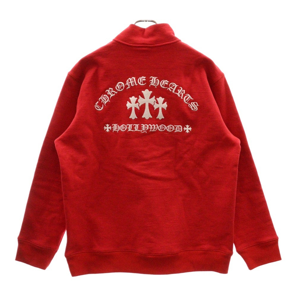 CHROME HEARTS(クロムハーツ) SAILIN ON 1 2 ZIP バック刺繍ハーフジップスウェットトレーナー レッド