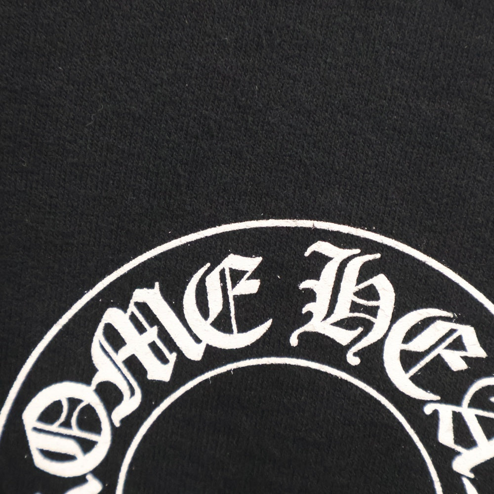 CHROME HEARTS(クロムハーツ) HORSESHOE PULLOVER HOODIE ホースシュープリント アームフローラル スウェットプルオーバーパーカー ブラック