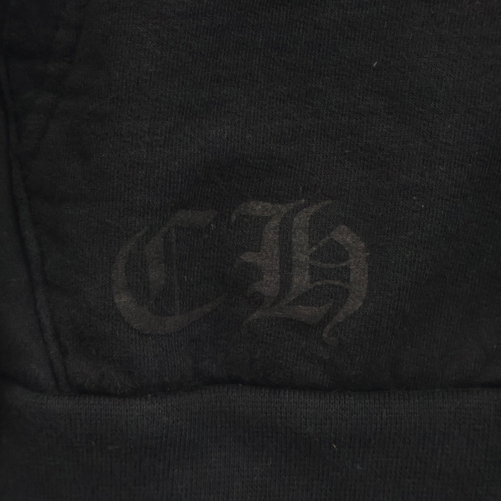 CHROME HEARTS(クロムハーツ) HORSESHOE PULLOVER HOODIE ホースシュープリント アームフローラル スウェットプルオーバーパーカー ブラック